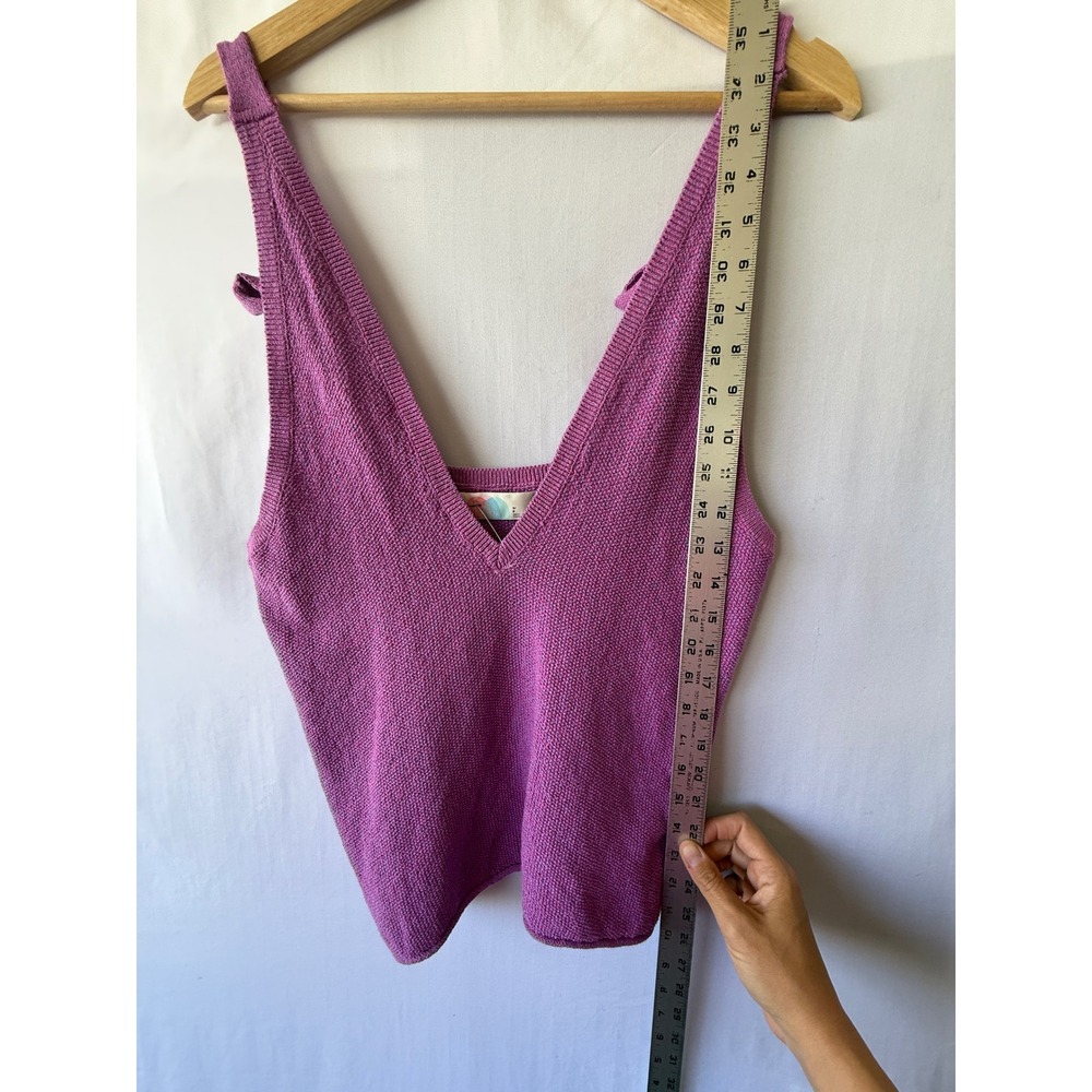 Free People Beach Purple Knit V-Neck Tie Shoulder Sweater Tank Top‎ Small - Picture 6 of 7